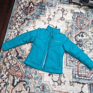Columbia blue green warm winter puffer jacket